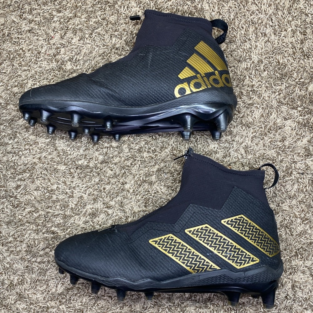 Adidas Nasty Freak Football Cleats Mens 12.5 Black Gold GZ4628 High Top Zipper - Picture 2 of 7
